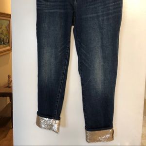 Gold  sequin cuff jeans